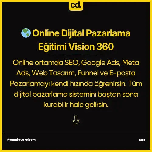 Online Dijital Pazarlama Eğitimi: Vision 360 Dijital Pazarlama Çözüm Ortağı Can Davarcı Trusted Digital Partner!
